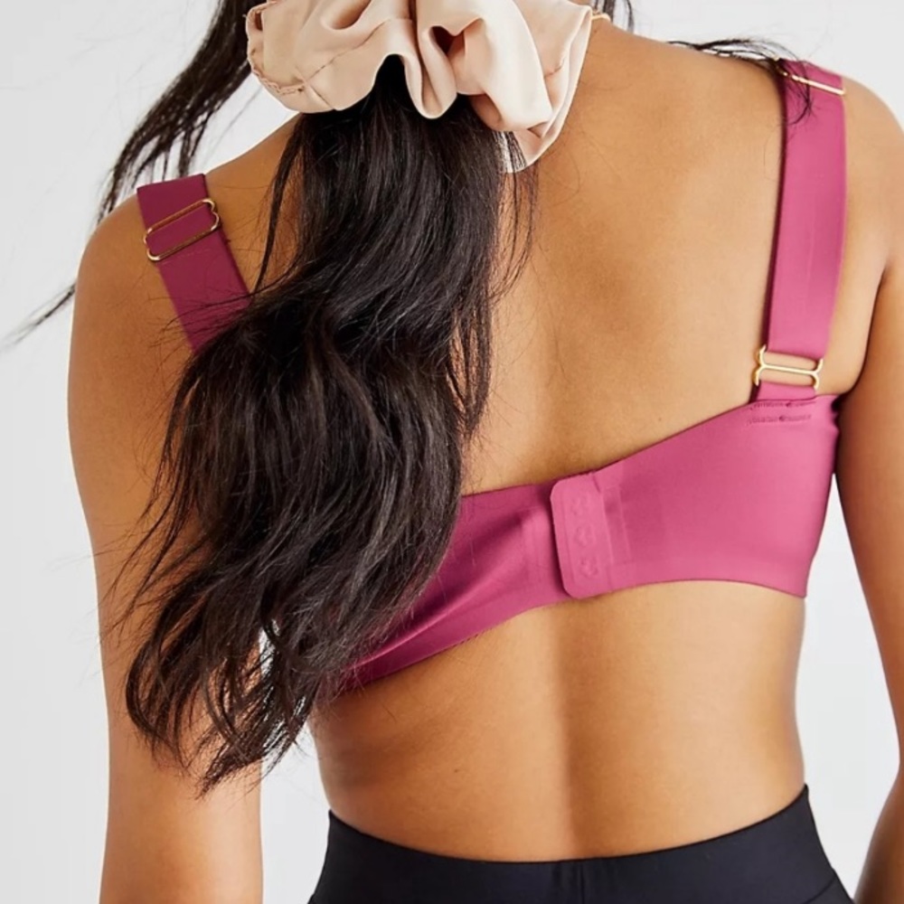 Free People Naomi Longline Bra Thick Adjustable Straps Pink Purple Comfort Bra - Picture 3 of 12